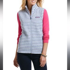 Vineyard Vines Vest Women's Size XS Blue and Gray‎ Striped Zip Up